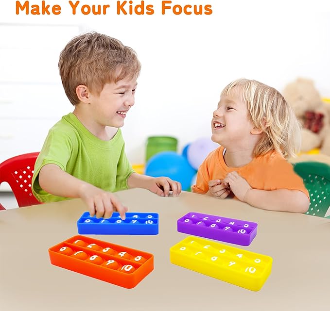 12Pcs Ten Frame Popper, Math Fidget Sensory Counting Toys, Educational Toy for Kids Classroom Group Learning Activities