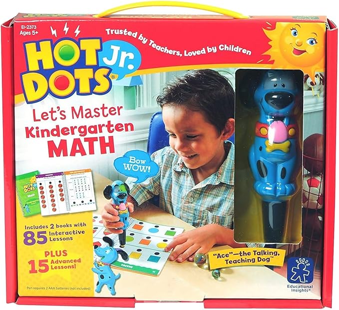 Educational Insights Hot Dots Jr. Let’s Master Kindergarten Math Set, Homeschool & School Math Workbooks, 2 Books & Interactive Pen, 100 Math Lessons, Ages 5+
