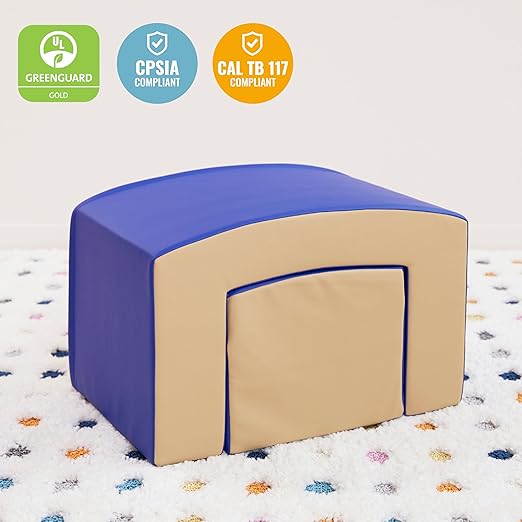ECR4Kids SoftZone Junior Mix n' Match Tunnel and Bump, Beginner Playset, French Blue, 2-Piece
