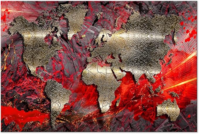 artgeist Pinboard World Map 35x24 in - Cork Board & Canvas Print Wall Art 1 pcs Memoboard with 50 Pins Noticeboard Message Board Image Picture Home Decor Travel Map k-A-0505-p-d