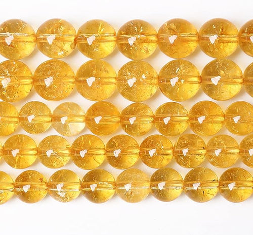 10MM 36PCS Natural Citrine Yellow Quartz Crystal Round Spacer Loose Beads for Jewelry Making 15 inches DIY Bracelet Necklace