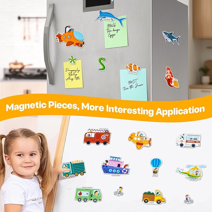 Magnetic Reusable Sticker Book for Toddler, Dinosaur Activity Magnet Book for 3 4 5 Years Boys Girls Road Trip Airplane Train Travel Essentials Toy for Kids Birthday Gifts Educational Learning Toys