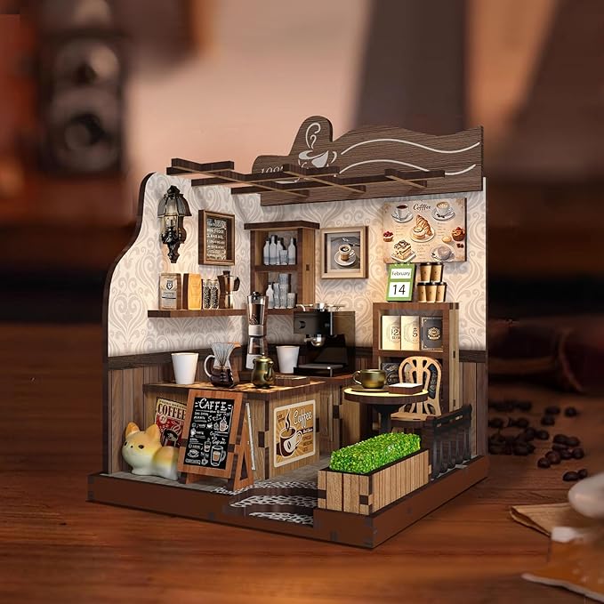 Book Nook Kit for Adults, 3D Wooden Miniature DIY House Craft Kit Book Nook Decor Bookshelf Insert Diorama Birthday Gift