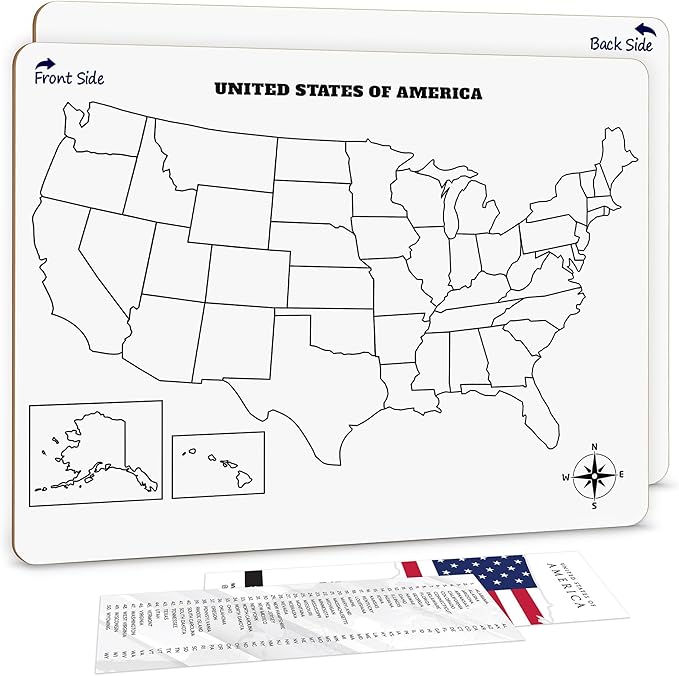 SCRIBBLEDO United States Map for Classroom Dry Erase Board for Kids Map of The United States 11”x14” White Board Teacher Student Classroom Learning Practice Travel USA Whiteboard