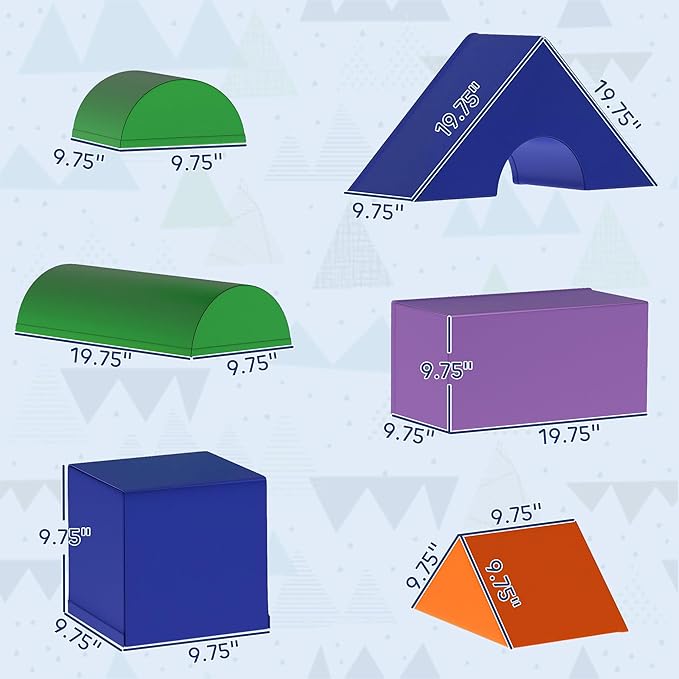 Soozier Foam Climbing Blocks for Toddlers, 11-Piece Baby Soft Foam Play Set, Climb and Crawl Activity Playset Building Blocks for Aged 1-3 Years Old Boys & Girls, Assorted