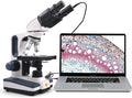 Swift Binocular Compound Microscope SW350B, 40X-2500X Magnification,Siedentopf Head,Research-Grade,Two-Layer Mechanical Stage,1.3mp Camera and Software Windows and Mac Compatible