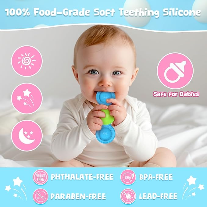 3PCS Silicone Suction Cup Spinner Toys for 1-2 Year Old Boys & Girls | Sensory Baby Bath Toys for Toddlers 12-18 Months | Birthday Gifts for Infants | Spinning Top Travel Toys