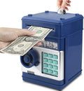 Piggy Bank Electronic Mini ATM for Kids Toy, Safe Money Saving Box Coin Banks Password Code Lock for 3-14 Years Old Kids, Boys Girls Ideal Gift (Grey Blue)