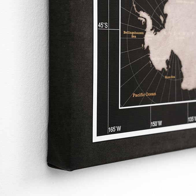 Canvas World Map with Cork Pin Board - English Lettering - Decorative Wall Decoration for All Rooms - Canvas Pictures with World Map Motif (70x50 cm, Pattern 6)