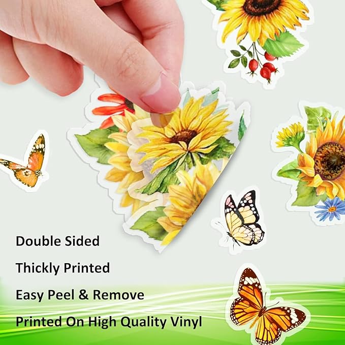 Sunflower Window Clings Spring Decorations Supply Summer Sticker Sunflower Decals Fall Window Decorations Autumn Clings Holiday Birthday Parties Bedroom Nursery Living Room Decor