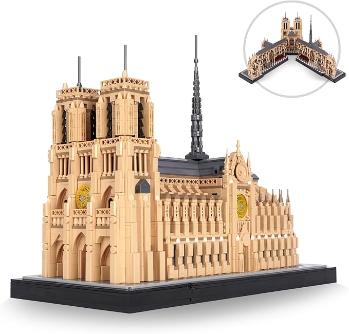 Architecture Notre-Dame de Paris Model Building Block Set, Openable Architecture Model Micro Building Kit Collection Building Toy