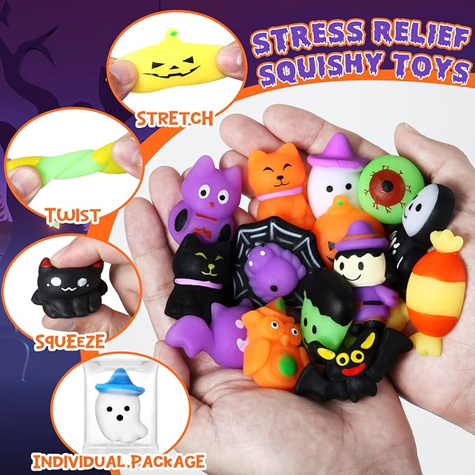 24 PCS Halloween Squishy Toys for Kids Halloween Party Favors Classies Character Squeeze Toys for Trick or Treat Gifts Bulk,Goodie Bags Stuffers for Kids Treat Bags Gifts Classroom Rewards