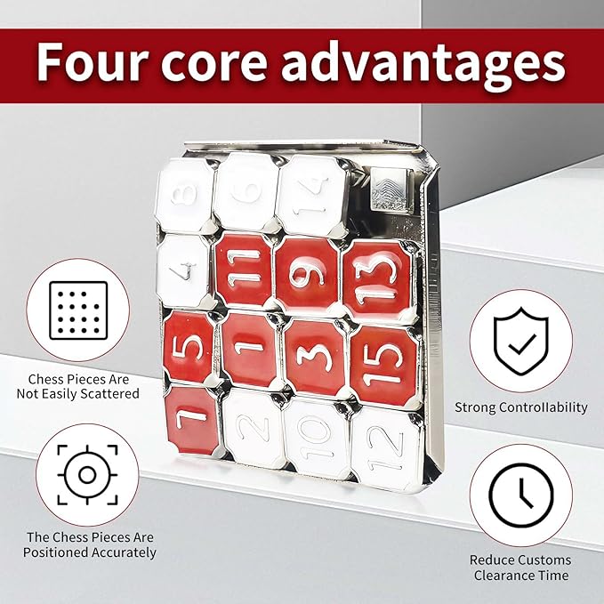 Slide Puzzle, Number Puzzle for Adult, Red and White Number Sliding Educational Learning Games