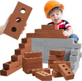 Zhanmai 50 Pack Foam Bricks Building Blocks for Kids Foam Cinder Blocks Large Fake Bricks Toy for Stacking and Construction 8 x 4 x 2.4 Inches(Square Round)