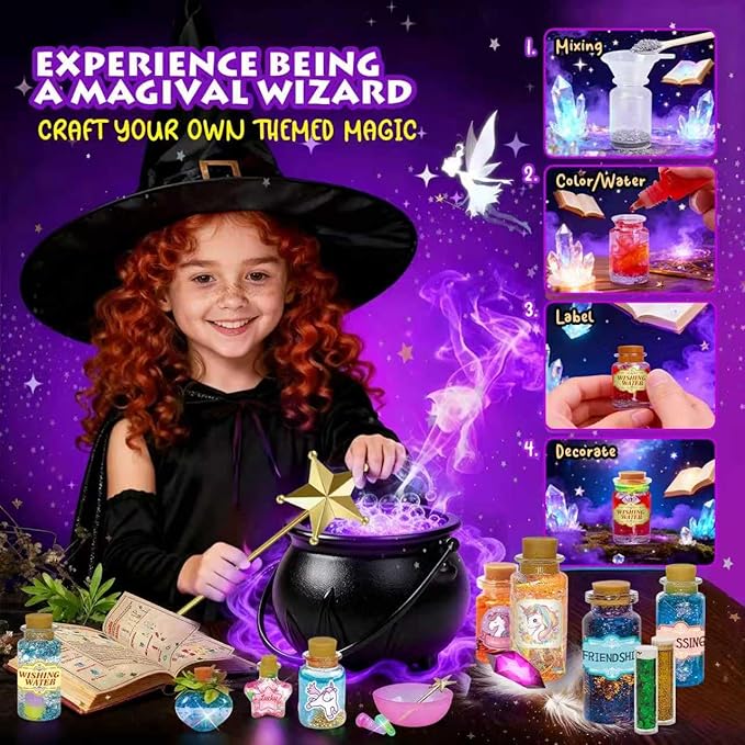 Fairy Unicorn Magic Potion Kits for Girls - 22PCS Bottles Kids Potion Making Kit, Mystery Magic Mix Kit for Kids Age 6-8&8-12, Creative Craft Toy for Christmas Halloween Birthday Party