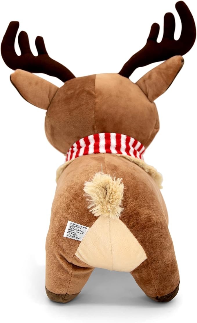 Plush Reindeer Stuffed Animal - Holiday Deer Characters with Antlers Toy - Christmas Decor Animals - Medium Plushie Toys - Ralphie, 14"