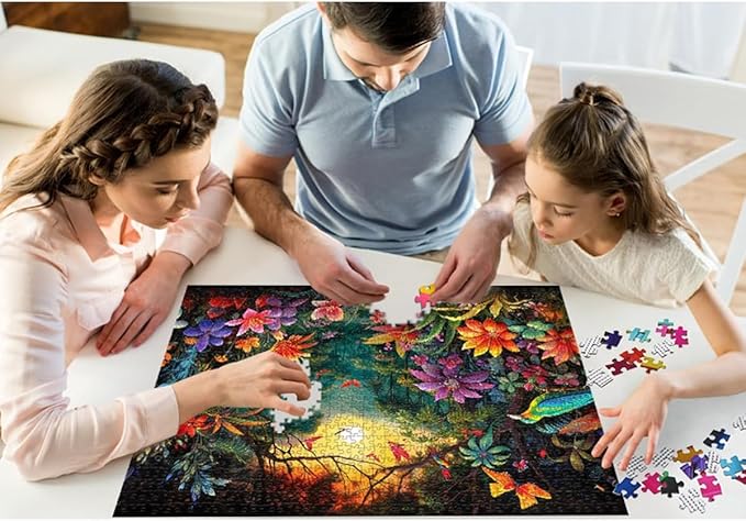 HUADADA Jigsaw Puzzles for Adults 1000 Piece Jigsaw Puzzles for Adults Challenging Game Puzzles with Letters on Back （Flowers and Birds）
