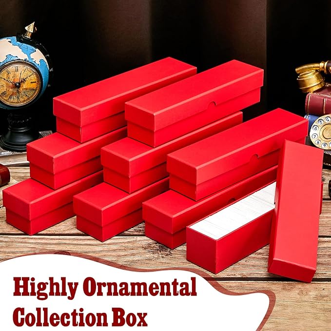 Teling 4 Pcs Coin Storage Box 2x2inch Flip Holders Collectors Coin Supplies Holders for Cents Collection Cardboard(Red)