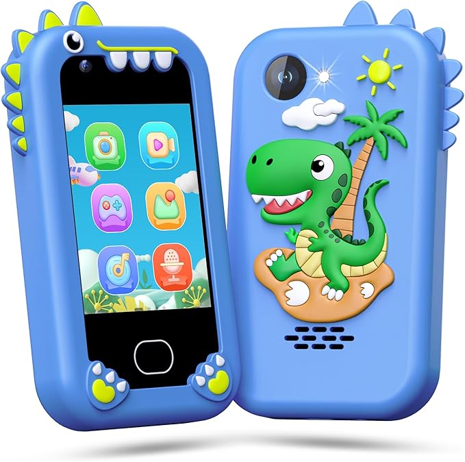 Lapare Kids Phone for Boys, Touchscreen Toy Phone with Dual Camera, Music & Games, Pretend Learning Toy Phone for Toddler with 32GB SD Card