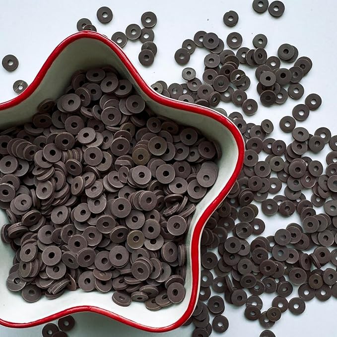 3000Pcs Clay Beads Flat Round Polymer Bead Vinyl Heishi Beads Flat Round Polymer Bead for Jewelry Making Necklace Bracelet (27-Maroon)