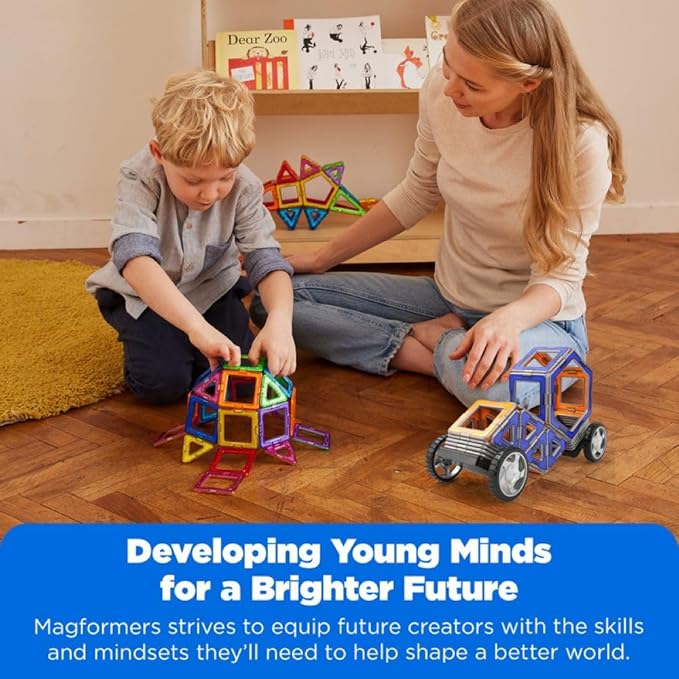 Magformers XL Cruisers Set (32-pieces) Magnetic Building Blocks, Educational Magnetic Tiles Kit , Magnetic Construction STEM Toy Set includes wheels