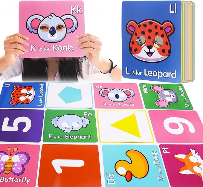 46 PCS Alphabet Flash Cards,Giant ABC Animal Flash Cards for Toddler,46 Lowercase and Uppercase Letter Cards,Educational Learning Games for Kids,Preschool Kindergarten Toys