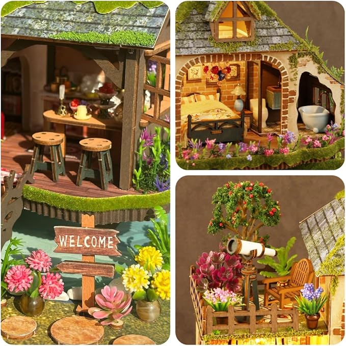 Miniature House Kit, Dollhouse Kit, Miniature Kit, DIY Mini House Building Kit for Adult, Forest Adventure