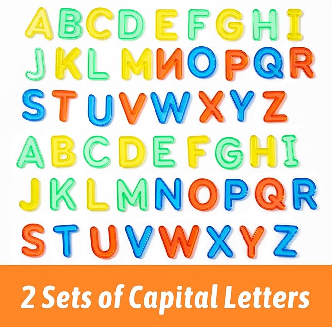 52 Pcs Plastic Capital Letters – 2 Sets of Capital Letters - Perfect Light Table Manipulatives for Early Learning and Play