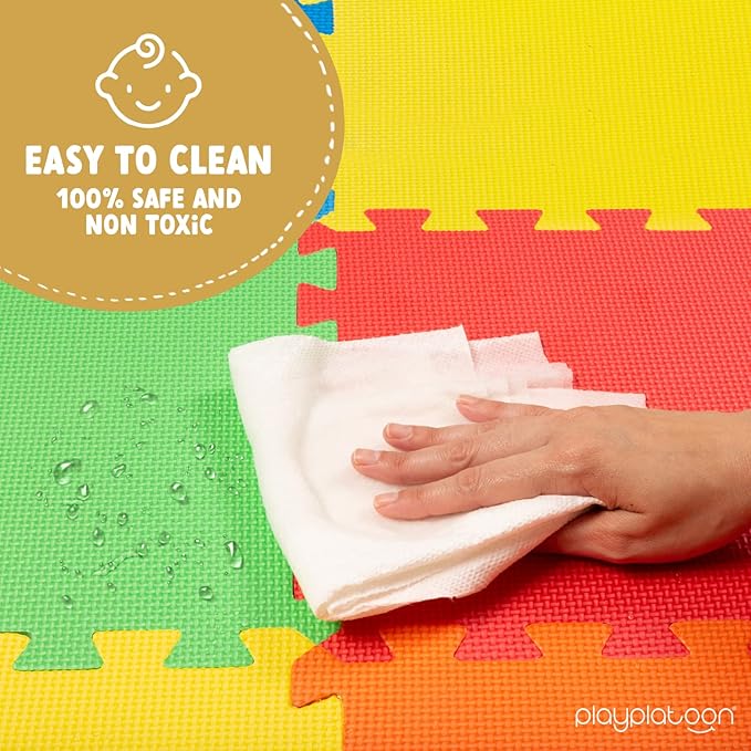 Non-Toxic Extra-Thick 36 Piece Children Play & Exercise Mat - Comfortable Cushiony Foam Floor Puzzle Mat, 6 Vibrant Colors for Kids & Toddlers