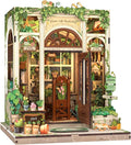 Cutefun Book Nook Kit - DIY Miniature Dollhouse Booknook Kit for Adults and Teens, Tiny House Bookshelf Insert Decor with LED Light, Gifts for Family and Friends (Green Life Bookshop)