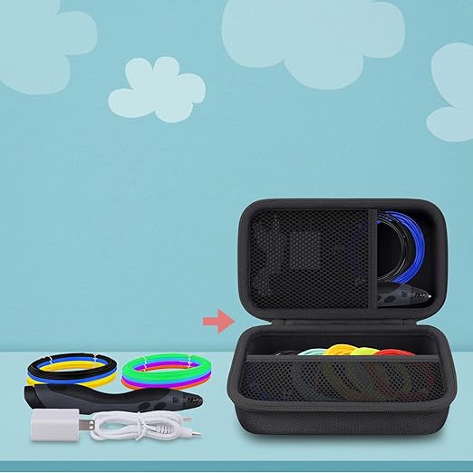 co2CREA Storage Organizer Case for 3D Printing Pen Set, Hard Case Compatible with SCRIB3D P1/Advanced, MYNT3D Super/Advanced, 3Doodler Start+/Flow/PRO and Filament Refill（Black Case）