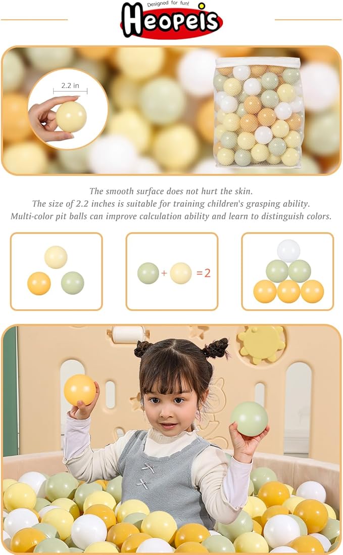 Ball Pit Balls Pack of 100 200 500 - Star and Round Set BPA Free Phthalate Free Non-Toxic Crush Proof Play Balls Soft Plastic Balls for Toddlers Baby Kids Birthday Pool Tent Party