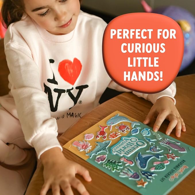 Ocean World Sticker Set – 23 Reusable Puffy Stickers for Kids – Eco-Friendly Sea Animal Play Set – Waterproof, Non-Toxic & Mess-Free – Fun Sensory Toy for Toddlers & Preschool Learning