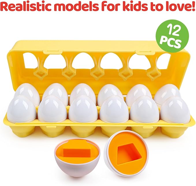 Tddler Toys 1-2,Montessori Geometric Egg Early Fine Motor Skills Learning Color Sorting & Shape Sorter Matching Eggs Game Airplane Travel Toys for Kids Boys Girls