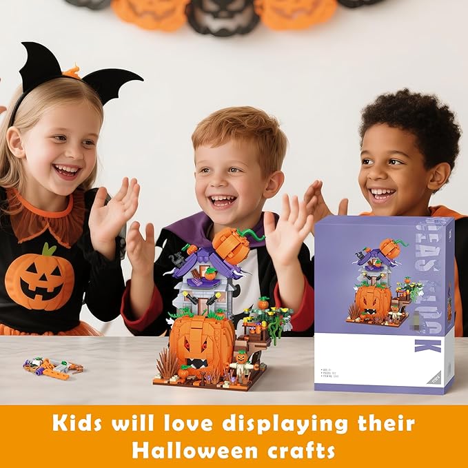 Halloween Pumpkin House Mini Building Blocks Set - 723PCS Halloween Themed Decor Kit, Creative Toys for Adults, Party for Adults