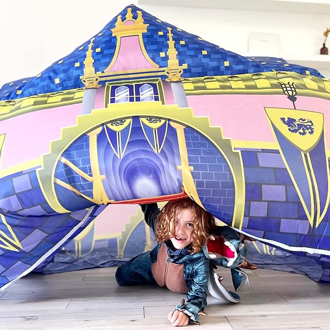 The Original Patented AirFort - Build A Fort in 30 Seconds, Inflatable Fort for Kids, Play Tent for 3-14 Years, A Playhouse Where Imagination Runs Wild, Fan not Included (Royal Castle)