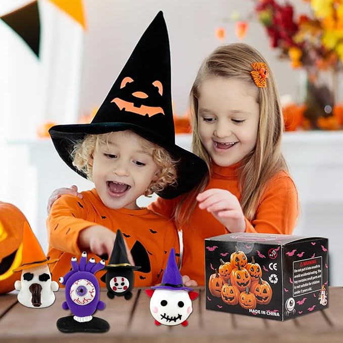 Halloween Air Dry Clay Kits for Kids-Modeling Clay DIY Kit,12 Pack Hallowmas Pumpkin Crafts Set，Trick or Treat Halloween Day Party Decoration Gift