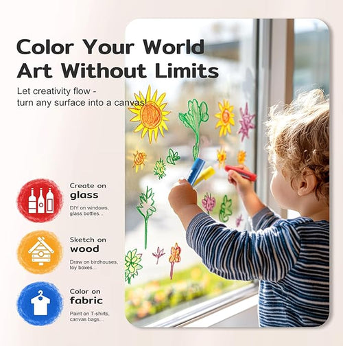 24 Colors Tempera Paint Sticks, No Mess, Quick-Drying & Non-Toxic Art Supplies, Easy-Grip for Toddlers and Kids, Works Great on Paper, Wood, Glass, Canvas, Gifts for Drawing on Various Objects