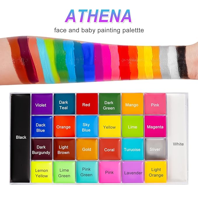 26 Colors Professional Face Body Paint Kit, Oil Face & Body Paint Kit for Halloween,including 26 Colors Face Paint/Paint Stick/ Brushes/ Special Effects Sticker for Halloween/Fake Blood