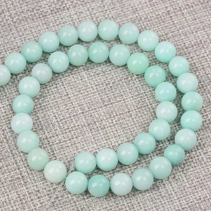 75PCS 10MM Natural Stone Amazonite Chalcedony Loose Beads for Jewelry Making DIY Bracelet Necklace 2 Strands