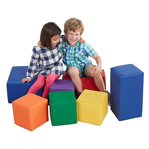 ECR4Kids SoftZone Big Foam Building Blocks, Soft Playset, Assorted, 7-Piece