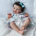 Realistic Reborn Baby Dolls, 18 Inch Sweet Smile Eyes Open Newborn Baby Dolls Girl, Soft Vinyl Real Life Baby Dolls with Weighted Body, Birthday Gift Set for Kids Age 3+