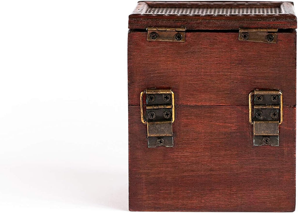 Elven Vault (Chainmail) Wooden Deck & Counter Box with Protector Storage for TCG, MTG Magic, FaB, YGO, EDH, Commander, Box, Dice