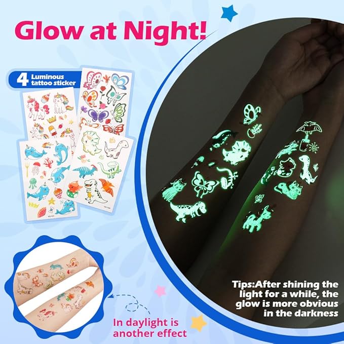 Temporary Glitter Tattoo Kids, Bledras 42 Glitter Colors Glitter Tattoo Kit,210 Unique Stencils,3 Glue,5 Brushes,6 Stickers, Glitter Tattoos for Kids,Adults,Boys Girls Birthday Party Halloween