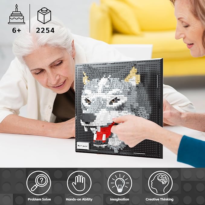 Wolf Micro Mini Building Block Sets for Adults, No Compatible with Lego, 3D Animals Wall Art Kits for Home Wall Decor & Table Display, Creative Toy Gifts for Kids Teens Boys Girls (2214 PCS)