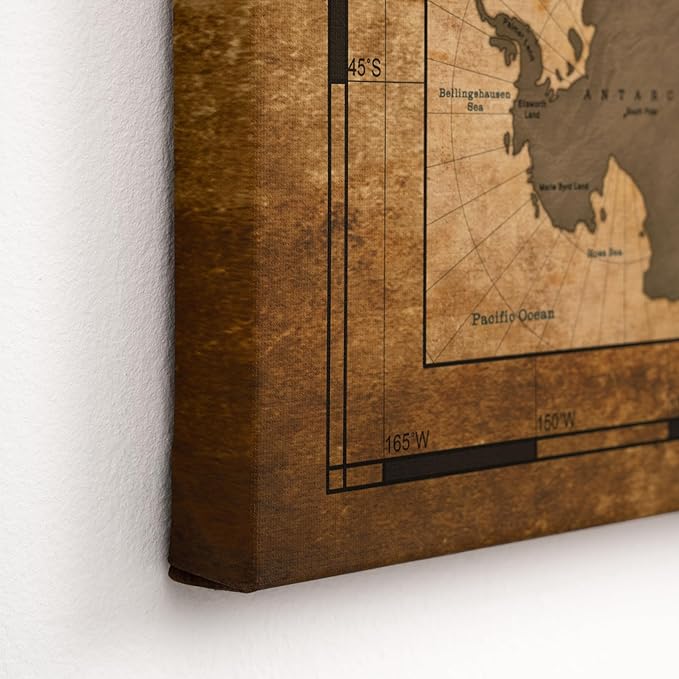 Canvas World Map with Cork Pin Board - English Lettering - Decorative Wall Decoration for All Rooms - Canvas Pictures with World Map Motif (90x60 cm, Pattern 1)