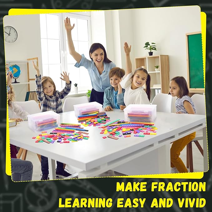 15 Sets Fraction Tiles Fraction Manipulatives for Preschool Elementary School Educational Math Learning Manipulatives for Teacher Bulk with Storage Box