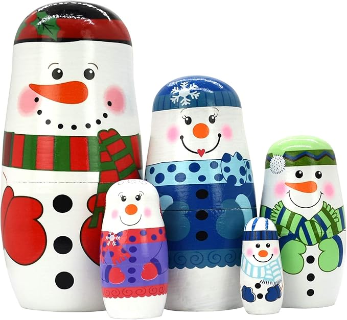 HYCLES Nesting Dolls Russian Matryoshka Wood Stacking Nested Set for Kids Handmade Toys for Children Kids Christmas Birthday Decoration Halloween Wishing Gift