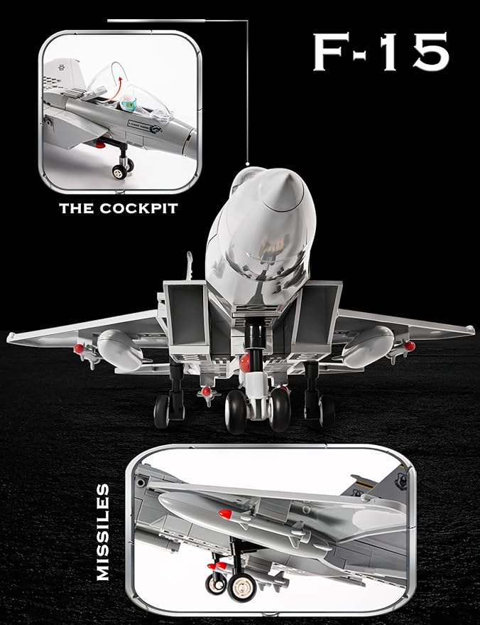 SEMKY Military F-15 Eagle Fighter Jet Air Force Building Block Set (262 Pieces) -Building for Military Fans and Kid