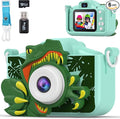 Dinosaur Camera for Kids with Cartoon Silicone Cover, Digital Mini Camera Toys for 3 4 5 6 7 8 9 10 11 12 Year Old Boys Girls Birthday Chirstmas Gifts Ideas - Personal Video Players (T-REX Green)